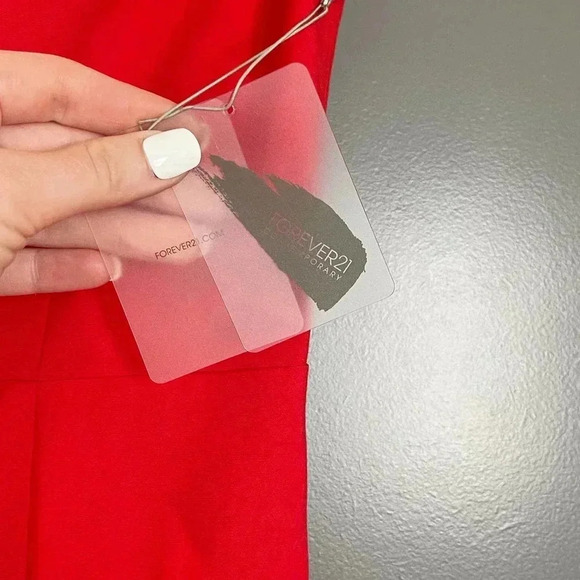 Forever 21 Womens Stretch V-Neck Cap Sleeve Sheath Dress Red Small NWT - Picture 4 of 11